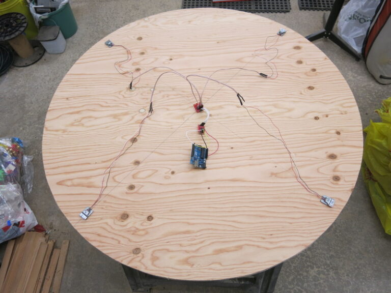Testing that the circuit fits the plywood base correctly