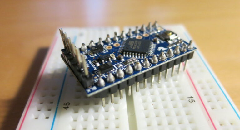 The soldered Arduino Pro Mini, ready for use.