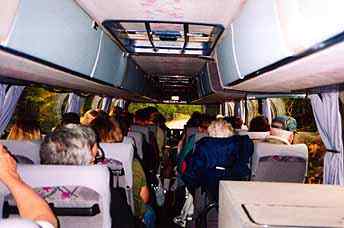 Packed onto a tour bus