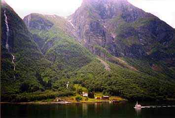 The ferry in a fjord