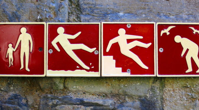 Warning Sign at Beaumaris Castle