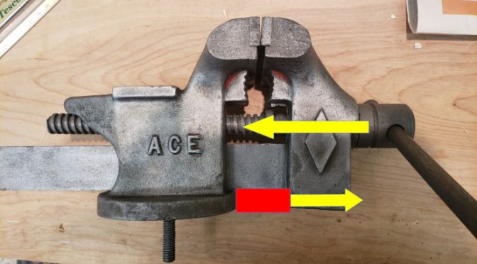 A diagram of the forces I used to straighten the vise jaw