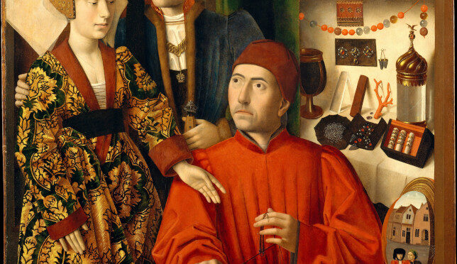 Painting: Petrus Christus, 1449: A Goldsmith in his Shop.